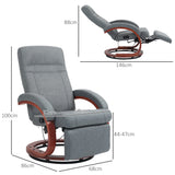 Linen Fabric Recliner Chair 100cm Wide With Footstool - Velmora