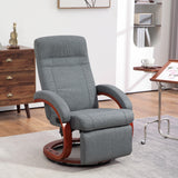 Linen Fabric Recliner Chair 100cm Wide With Footstool - Velmora