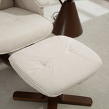Linen Fabric Recliner Chair 73cm Wide With Footstool And Wooden Base - Velmora