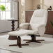 Linen Fabric Recliner Chair 73cm Wide With Footstool And Wooden Base - Velmora