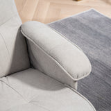 Linen Fabric Recliner Chair 73cm Wide With Footstool And Wooden Base - Velmora