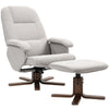 Linen Fabric Recliner Chair 73cm Wide With Footstool And Wooden Base - Velmora