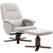 Linen Fabric Recliner Chair 73cm Wide With Footstool And Wooden Base - Velmora