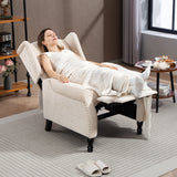 Linen Fabric Recliner Chair 76cm Wide With Footrest - Velmora