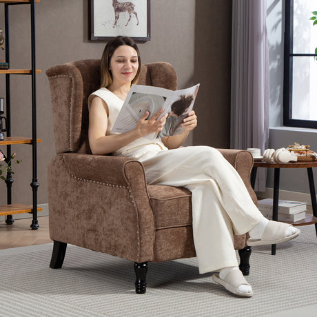 Linen Fabric Recliner Chair 76cm Wide With Footrest - Velmora