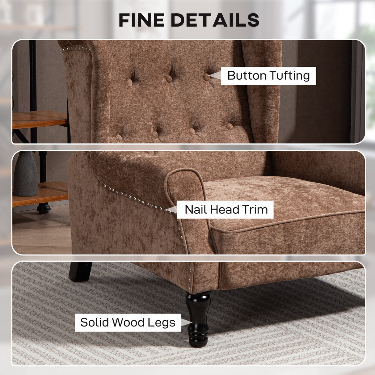 Linen Fabric Recliner Chair 76cm Wide With Footrest - Velmora