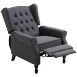 Linen Fabric Recliner Chair 76cm Wide With Footrest - Velmora