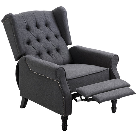 Linen Fabric Recliner Chair 76cm Wide With Footrest - Velmora