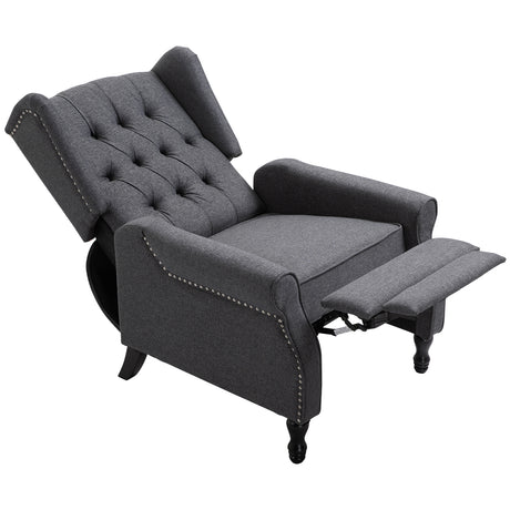 Linen Fabric Recliner Chair 76cm Wide With Footrest - Velmora