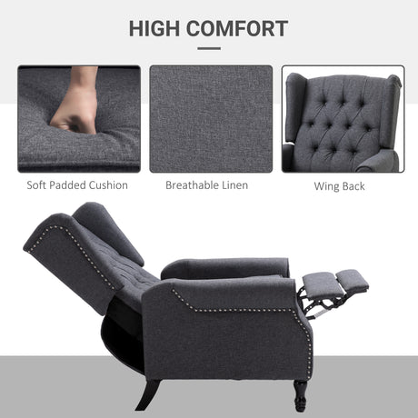 Linen Fabric Recliner Chair 76cm Wide With Footrest - Velmora
