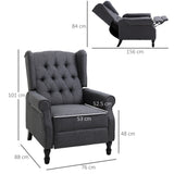 Linen Fabric Recliner Chair 76cm Wide With Footrest - Velmora
