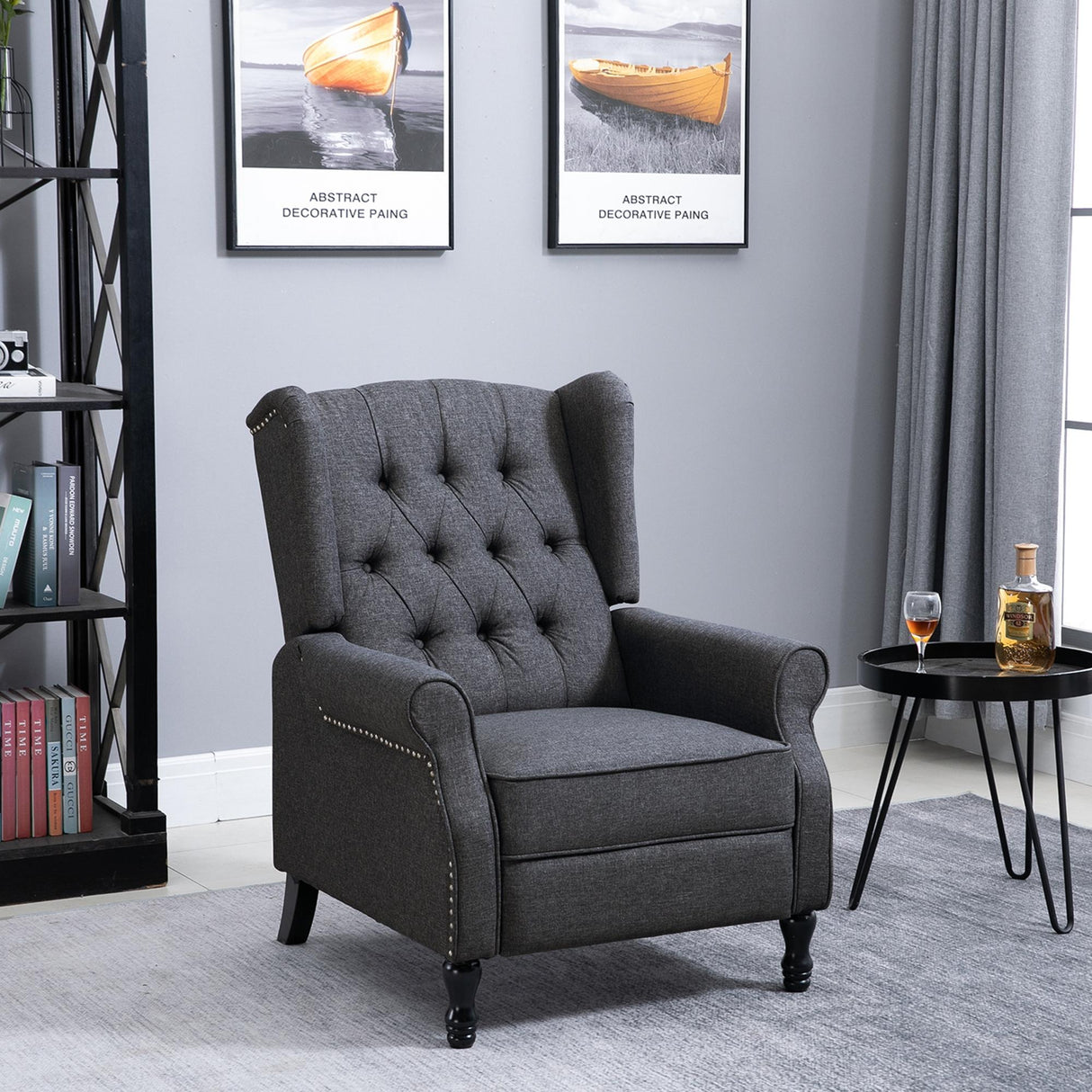 Linen Fabric Recliner Chair 76cm Wide With Footrest - Velmora
