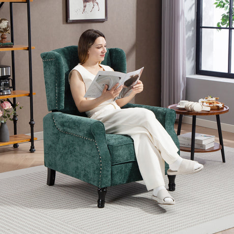 Linen Fabric Recliner Chair 76cm Wide With Footrest - Velmora