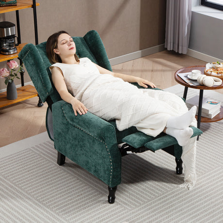 Linen Fabric Recliner Chair 76cm Wide With Footrest - Velmora