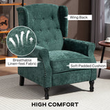 Linen Fabric Recliner Chair 76cm Wide With Footrest - Velmora
