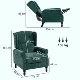 Linen Fabric Recliner Chair 76cm Wide With Footrest - Velmora