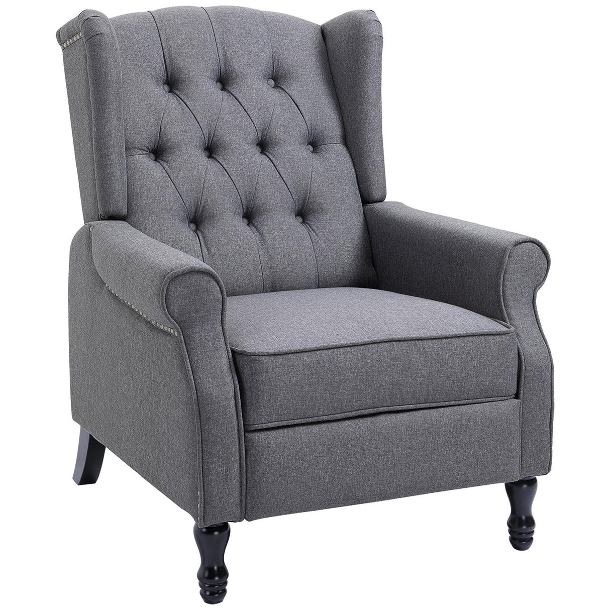 Linen Fabric Recliner Chair 76cm Wide With Footrest - Velmora