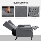 Linen Fabric Recliner Chair 76cm Wide With Footrest - Velmora