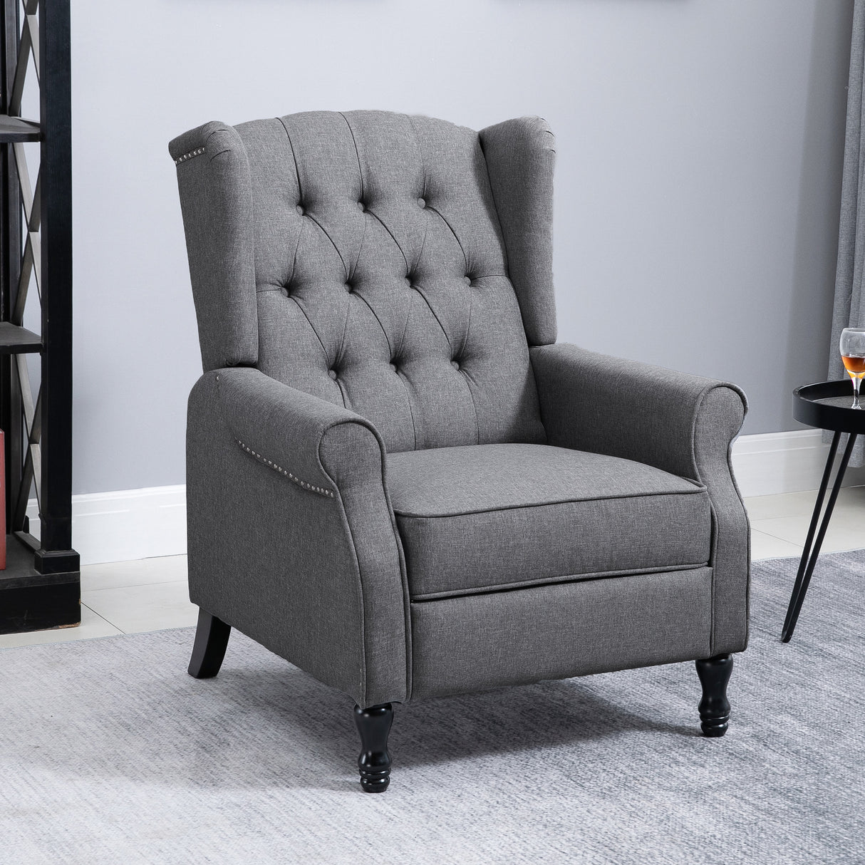 Linen Fabric Recliner Chair 76cm Wide With Footrest - Velmora