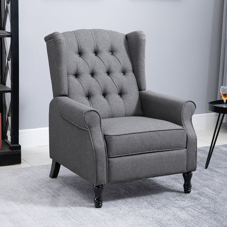 Linen Fabric Recliner Chair 76cm Wide With Footrest - Velmora