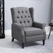 Linen Fabric Recliner Chair 76cm Wide With Footrest - Velmora