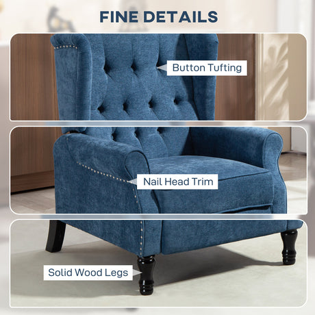 Linen Fabric Recliner Chair 76cm Wide With Footrest - Velmora