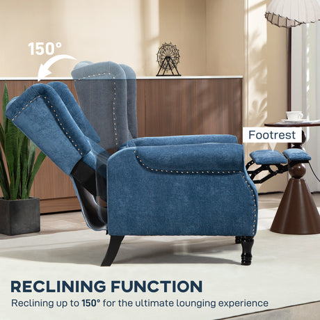Linen Fabric Recliner Chair 76cm Wide With Footrest - Velmora
