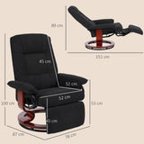 Linen Fabric Recliner Chair 78cm Wide With Footrest - Velmora