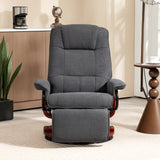 Linen Fabric Recliner Chair 78cm Wide With Footrest - Velmora