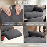 Linen Fabric Recliner Chair 78cm Wide With Footrest - Velmora