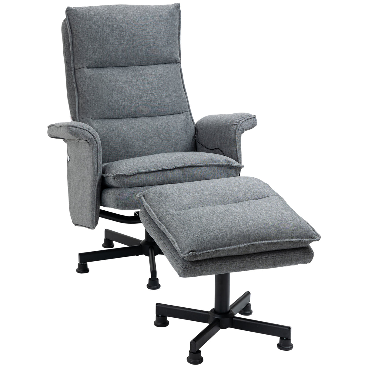 Linen Fabric Recliner Chair 78cm Wide With Footstool - Velmora