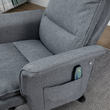Linen Fabric Recliner Chair 78cm Wide With Footstool - Velmora