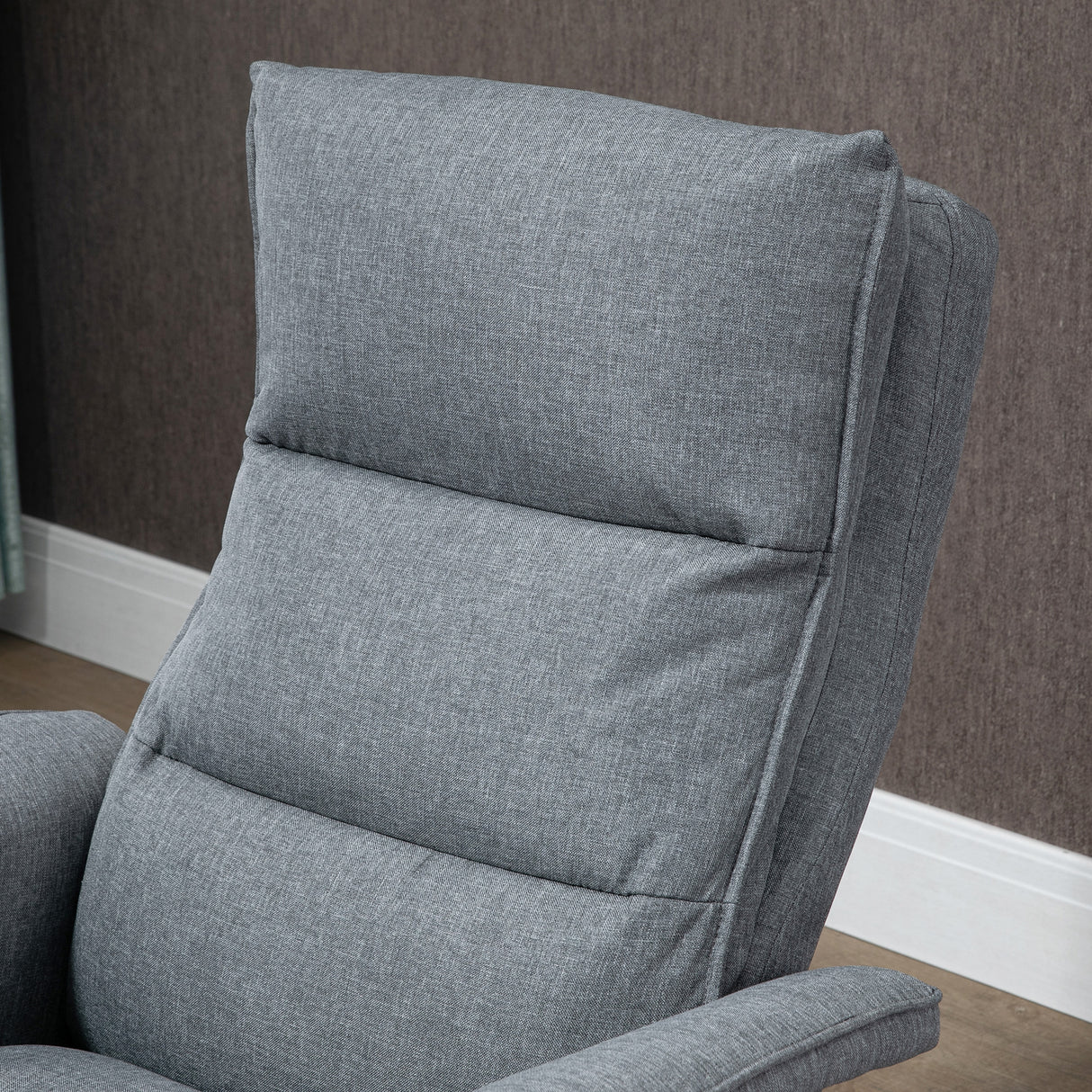 Linen Fabric Recliner Chair 78cm Wide With Footstool - Velmora