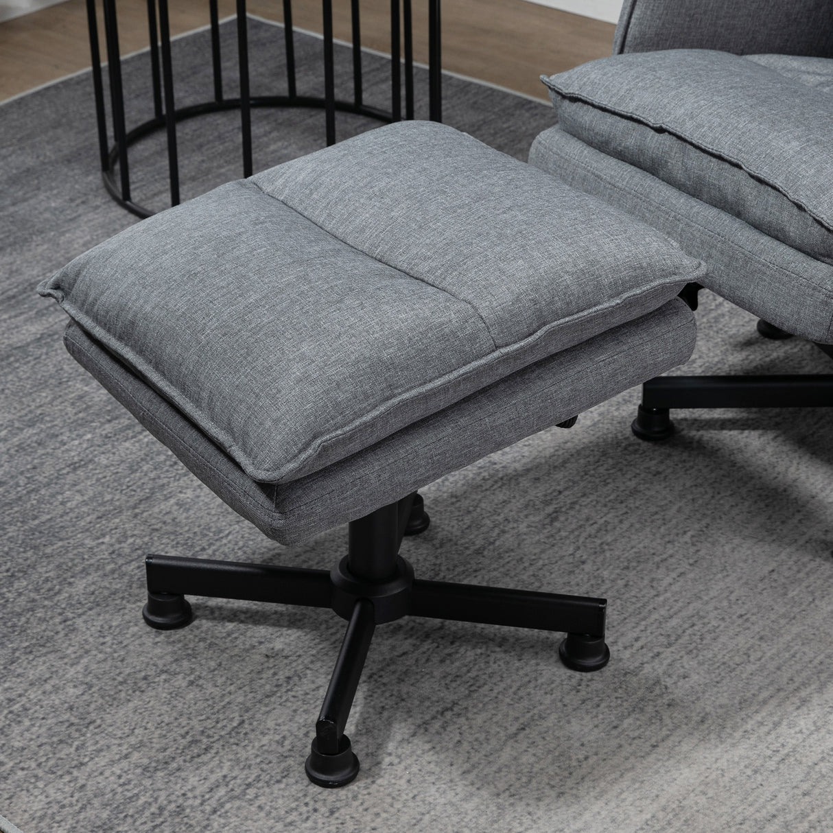 Linen Fabric Recliner Chair 78cm Wide With Footstool - Velmora
