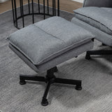 Linen Fabric Recliner Chair 78cm Wide With Footstool - Velmora