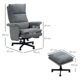 Linen Fabric Recliner Chair 78cm Wide With Footstool - Velmora