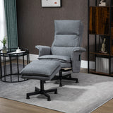 Linen Fabric Recliner Chair 78cm Wide With Footstool - Velmora