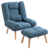 Linen Fabric Recliner Chair 78cm Wide With Footstool And Adjustable Backrest - Velmora