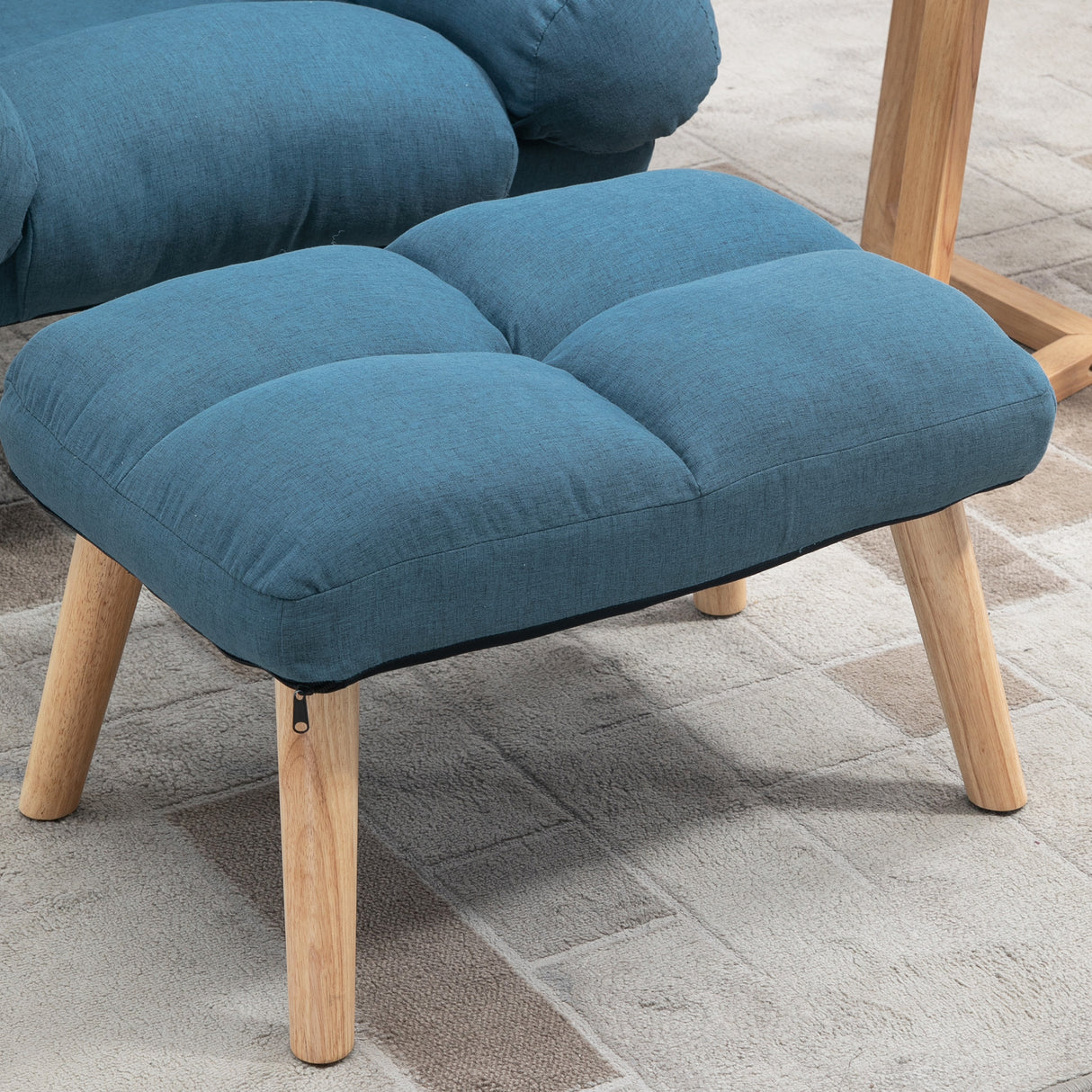 Linen Fabric Recliner Chair 78cm Wide With Footstool And Adjustable Backrest - Velmora
