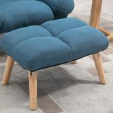 Linen Fabric Recliner Chair 78cm Wide With Footstool And Adjustable Backrest - Velmora