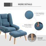 Linen Fabric Recliner Chair 78cm Wide With Footstool And Adjustable Backrest - Velmora