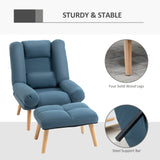 Linen Fabric Recliner Chair 78cm Wide With Footstool And Adjustable Backrest - Velmora