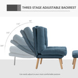 Linen Fabric Recliner Chair 78cm Wide With Footstool And Adjustable Backrest - Velmora