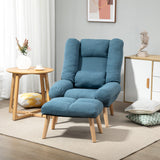Linen Fabric Recliner Chair 78cm Wide With Footstool And Adjustable Backrest - Velmora