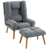 Linen Fabric Recliner Chair 78cm Wide With Footstool And Adjustable Backrest - Velmora
