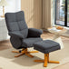 Linen Fabric Recliner Chair 80cm Wide With Footstool And Wooden Base - Velmora