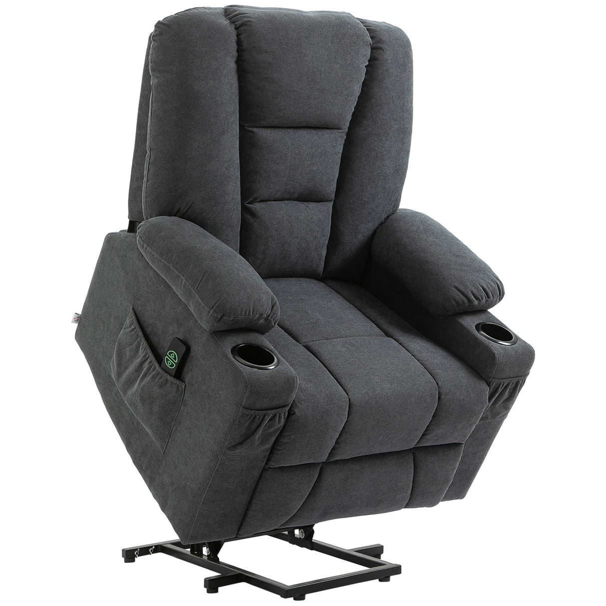 Linen Fabric Recliner Chair 85cm Wide With Footrest And Cup Holder - Velmora