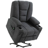 Linen Fabric Recliner Chair 85cm Wide With Footrest And Cup Holder - Velmora