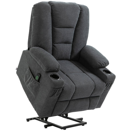 Linen Fabric Recliner Chair 85cm Wide With Footrest And Cup Holder - Velmora