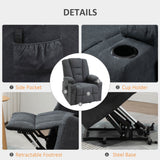 Linen Fabric Recliner Chair 85cm Wide With Footrest And Cup Holder - Velmora
